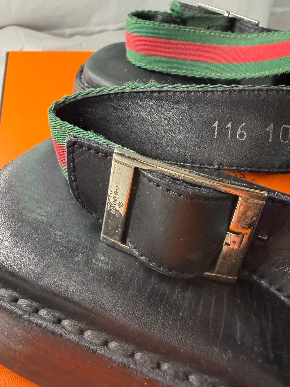 Gucci Black Leather Oxfords with Brown Leather Soles